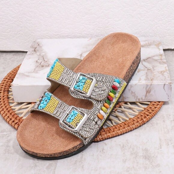 Khaki Vacation Women's Wedge Heel Platform Sandals - Picture 2 of 5